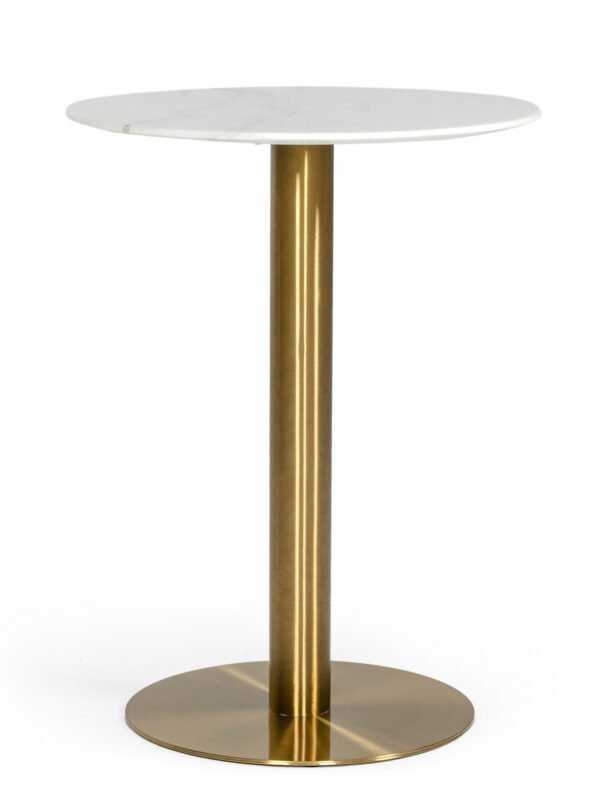 Modrest Fairway - Glam White Marble and Brushed Gold Bar Table - Image 2