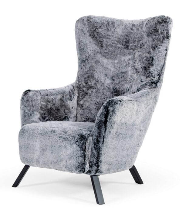 Modrest Findon - Glam Grey Faux Fur Accent Chair - Image 3