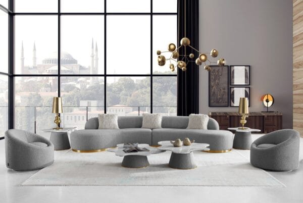 Divani Casa Frontier - Glam Grey Fabric Curved Sectional Sofa - Image 2