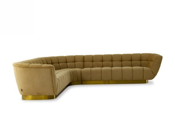 Divani Casa Granby - Glam Mustard + Gold Fabric Sectional Sofa - Image 2