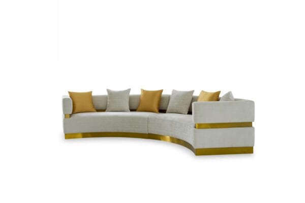 Divani Casa Kiva - Glam Beige + Gold Fabric Curved Sectional Sofa - Image 2