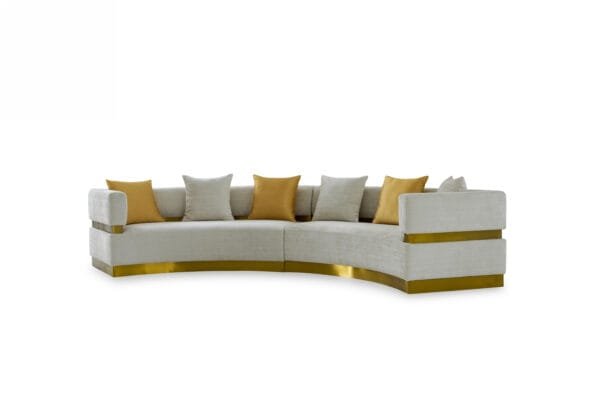 Divani Casa Kiva - Glam Beige + Gold Fabric Curved Sectional Sofa - Image 3
