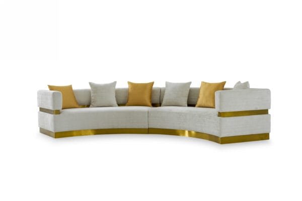 Divani Casa Kiva - Glam Beige + Gold Fabric Curved Sectional Sofa - Image 4