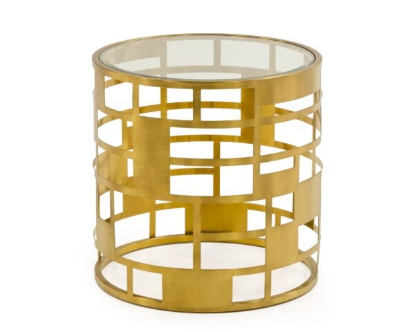 Modrest Kudo - Glam Clear Glass and Gold Glass End Table