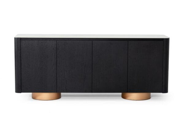 Modrest Peak - Modern White Ceramic/Black Oak/Rosegold Buffet - Image 2