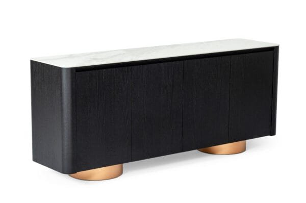 Modrest Peak - Modern White Ceramic/Black Oak/Rosegold Buffet - Image 4