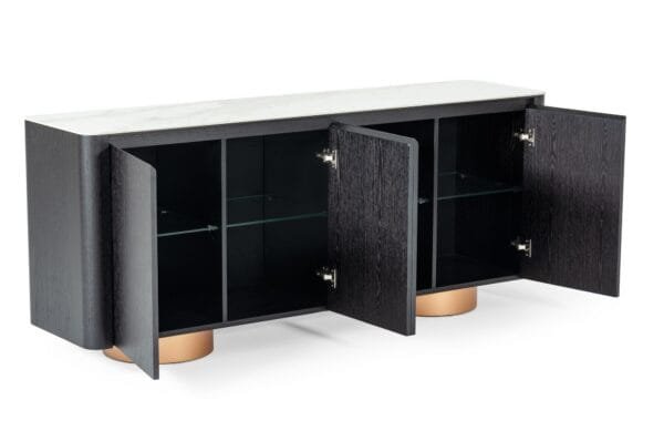 Modrest Peak - Modern White Ceramic/Black Oak/Rosegold Buffet - Image 3