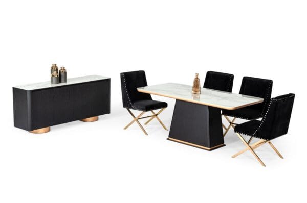 Modrest Peak - Modern White Ceramic/Black Oak/Rosegold Buffet - Image 5