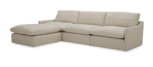 Divani Casa Fedora - Modern White Fabric Sectional Sofa + Ottoman - Image 3