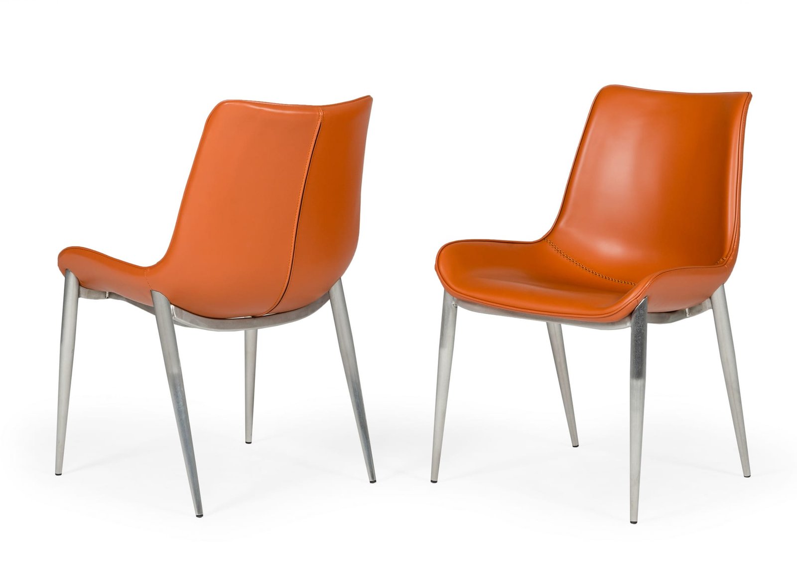 Modrest Holt - Modern Cognac Eco-Leather Dining Chair (Set of 2) 5 Modrest Holt - Modern Cognac Eco-Leather Dining Chair  (Set of 2) - Image 5