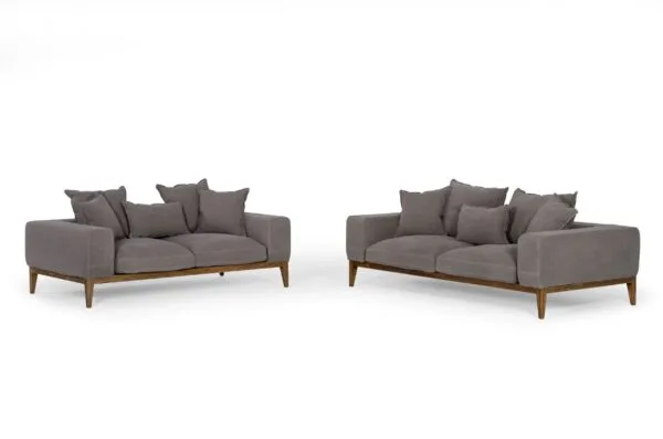 Divani Casa Corina - Modern Grey Linen Loveseat - Image 2