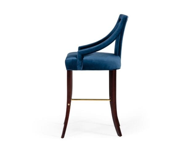 Modrest Kimball - Glam Blue Velvet Bar Stool - Image 2