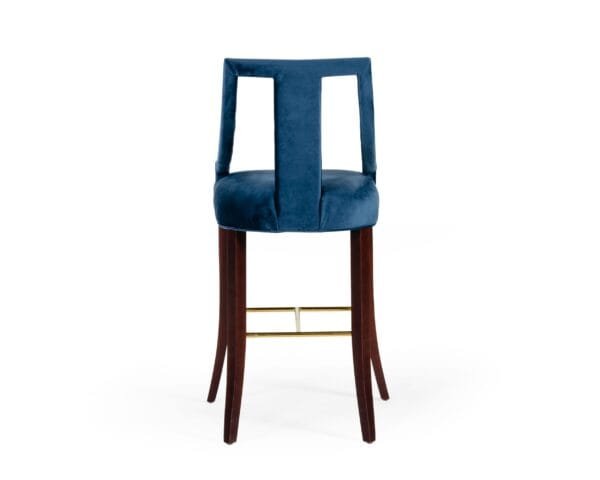 Modrest Kimball - Glam Blue Velvet Bar Stool - Image 3