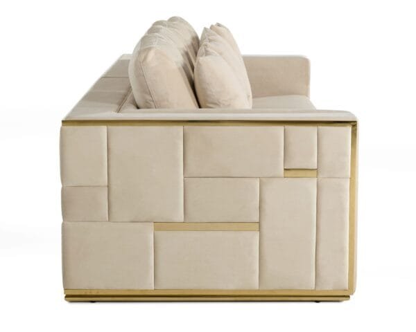 Divani Casa Mobray - Glam Beige and Gold Fabric Sofa - Image 2