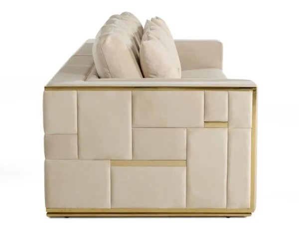 Divani Casa Mobray - Glam Beige and Gold Fabric Sofa - Image 2