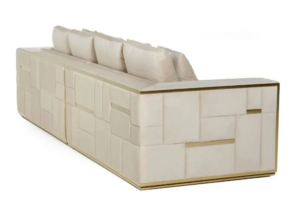 Divani Casa Mobray - Glam Beige and Gold Fabric Sofa - Image 3