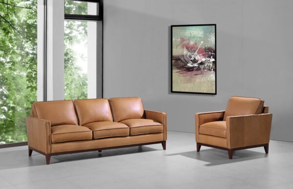 Divani Casa Naylor - Modern Brown Italian Leather Split Chair - Image 3