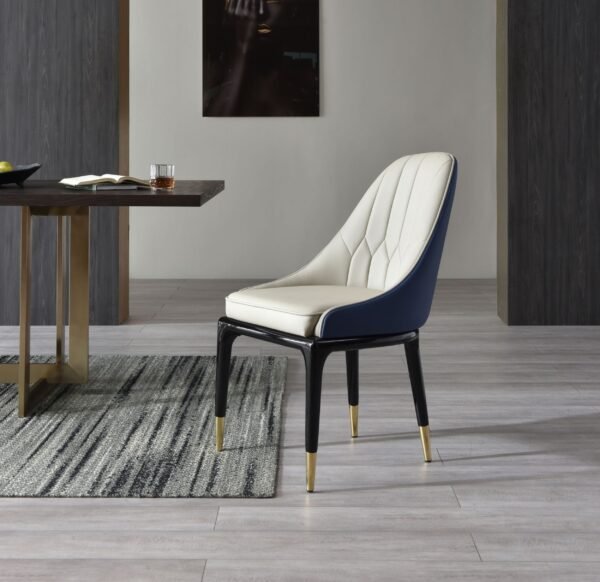 Modrest Marco - Modern Glam Beige & Blue Dining Chair - Image 5