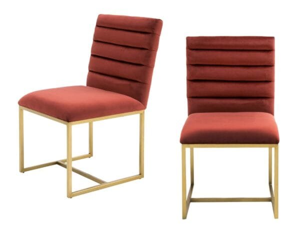 Modrest Barker - Modern Red & Brush Gold Dining Chair (set of 2) - Image 4