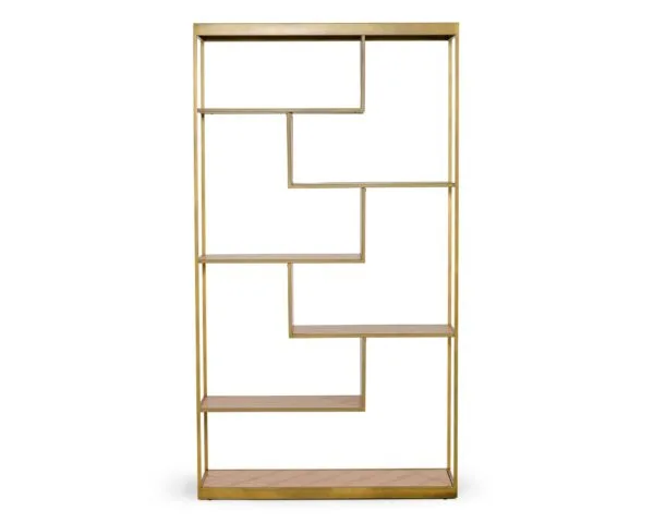 Modrest Jessica - Modern Oak & Brass Bookshelf