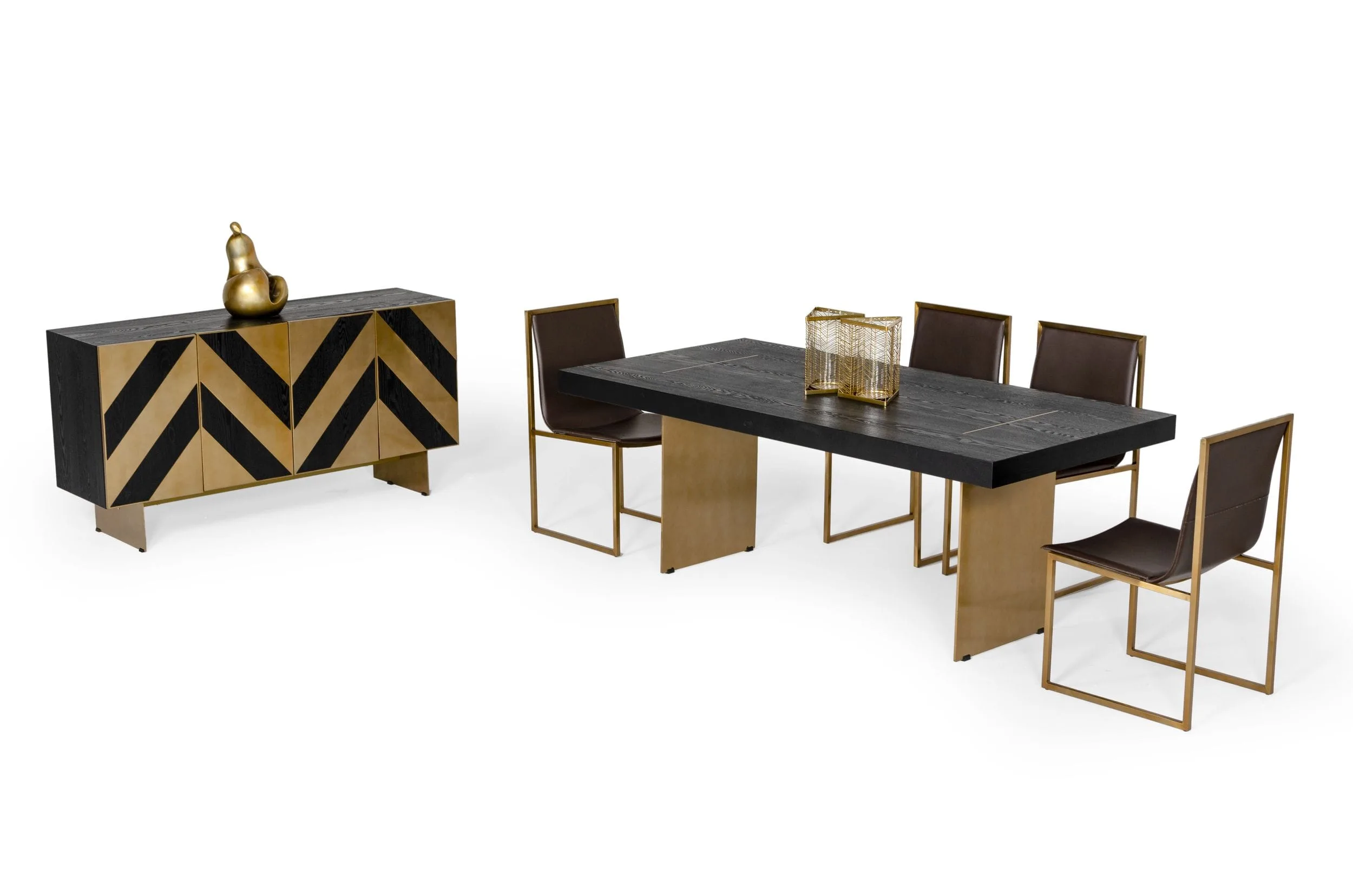 Modrest Perret - Glam Black Ash & Brushed Brass Modern Buffet - Image 4