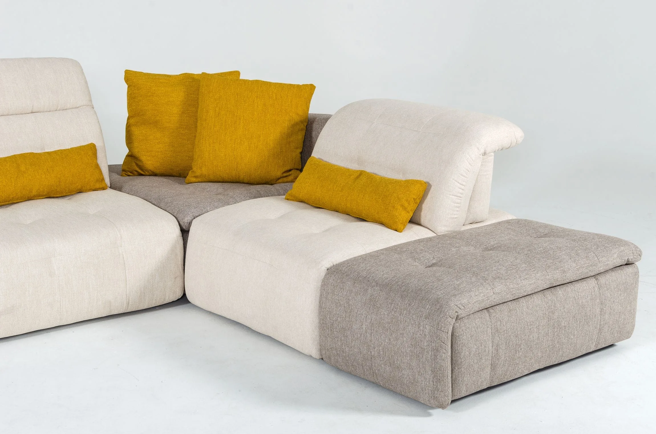 David Ferrari Natura - Italian Modern Light Taupe Fabric Sectional Sofa with Manual Recliner - Image 5