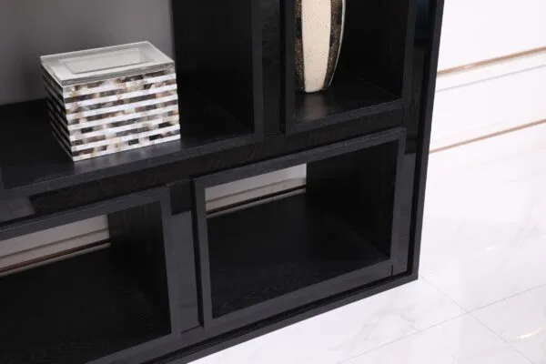 Modrest Suffolk - Contemporary Black Ash Bookcase - Image 5