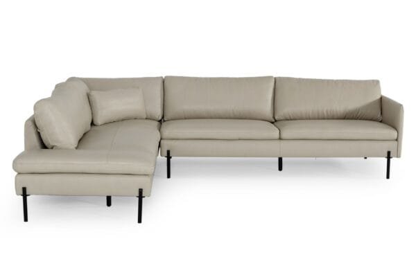 Divani Casa Sherry - Modern Grey Leather Left Facing Sectional Sofa - Image 2