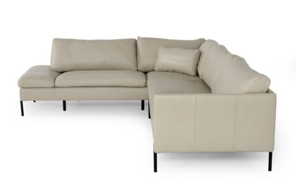 Divani Casa Sherry - Modern Grey Leather Left Facing Sectional Sofa - Image 3