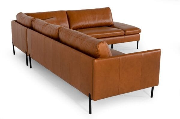 Divani Casa Sherry - Modern Cognac Leather Right Facing Sectional Sofa - Image 3