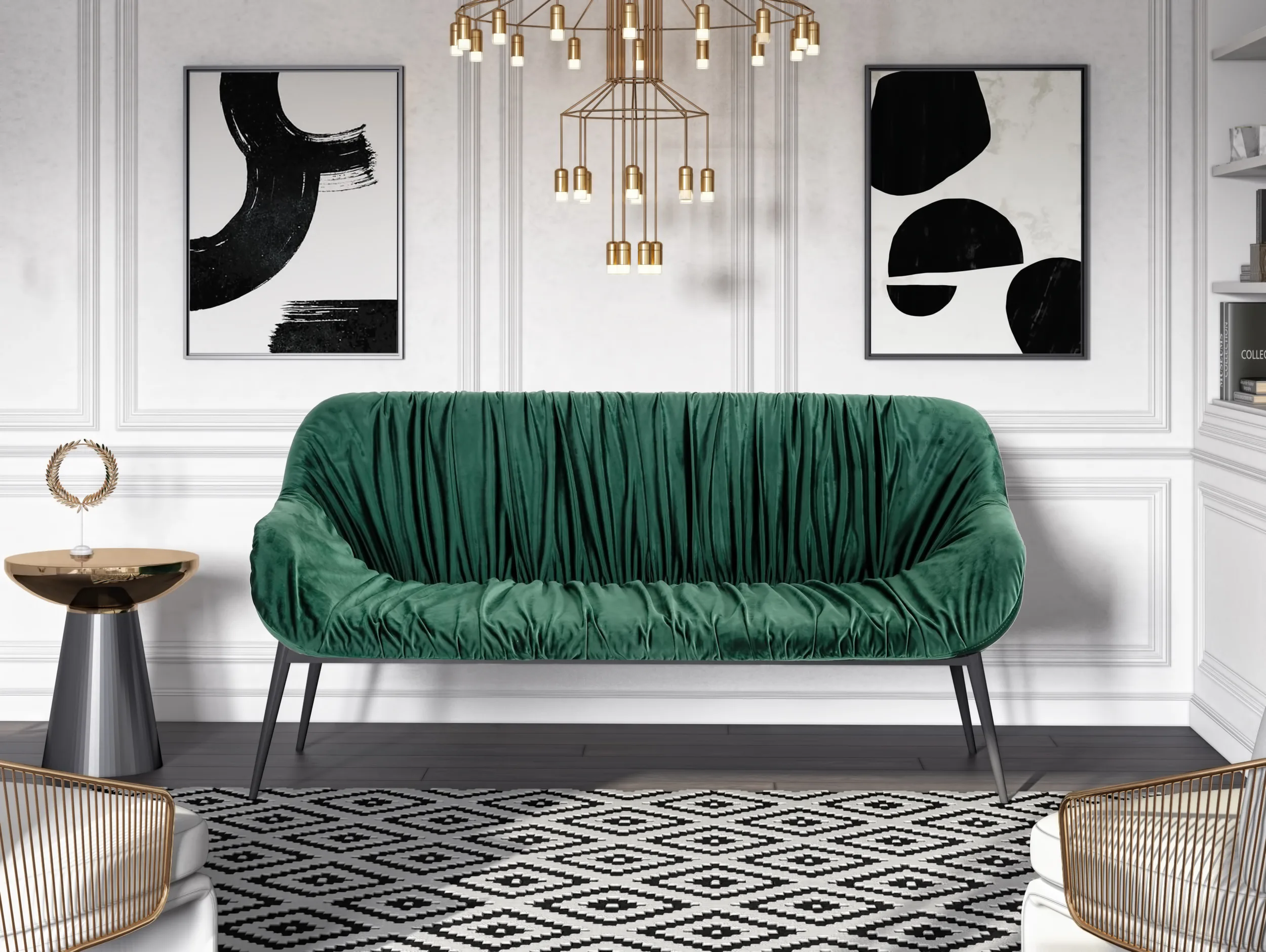 Modrest Katrina - Modern Green Fabric Bench - Image 4