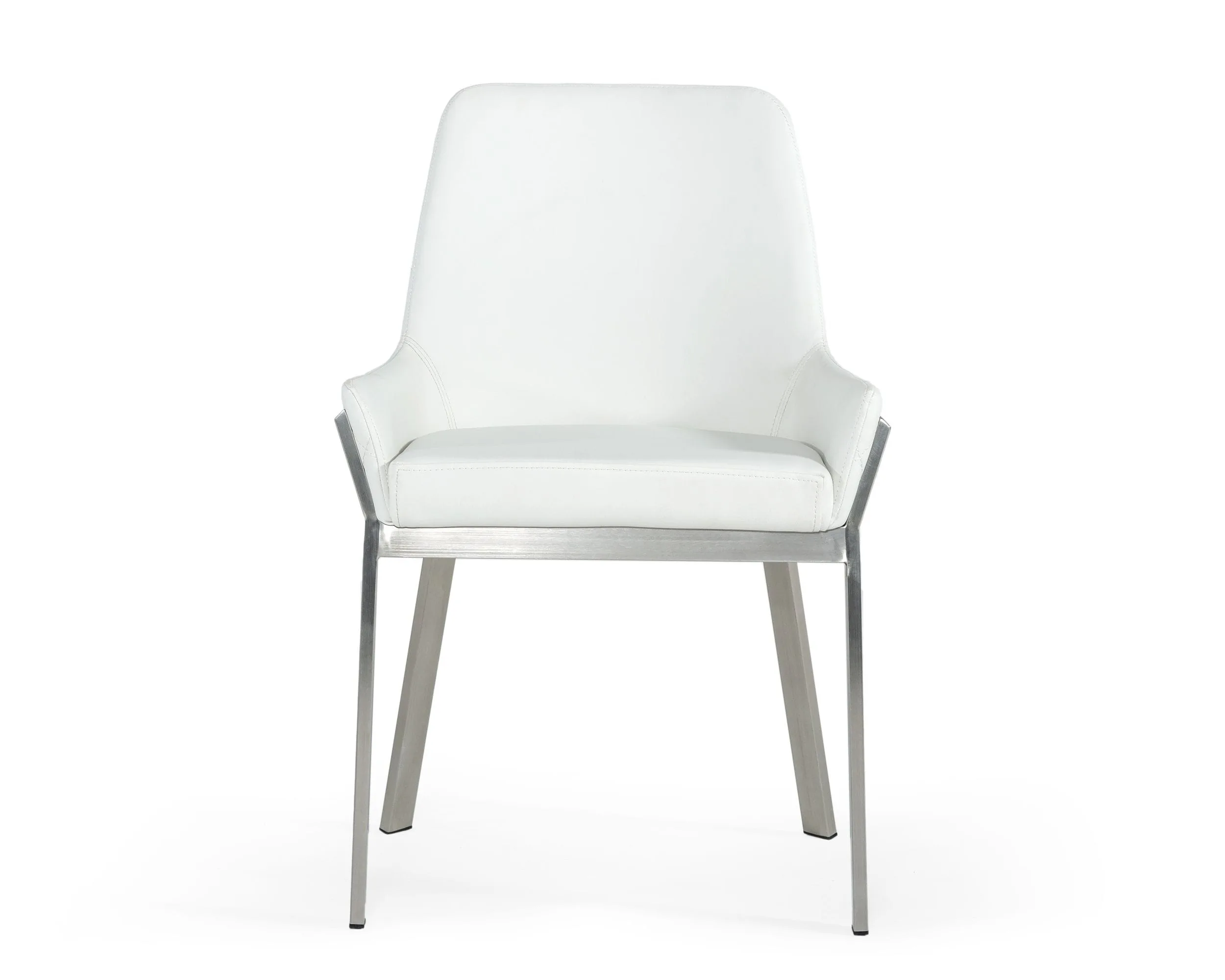 Modrest Ganon - Modern White & Brushed Stainless Steel Dining Chair - Image 4