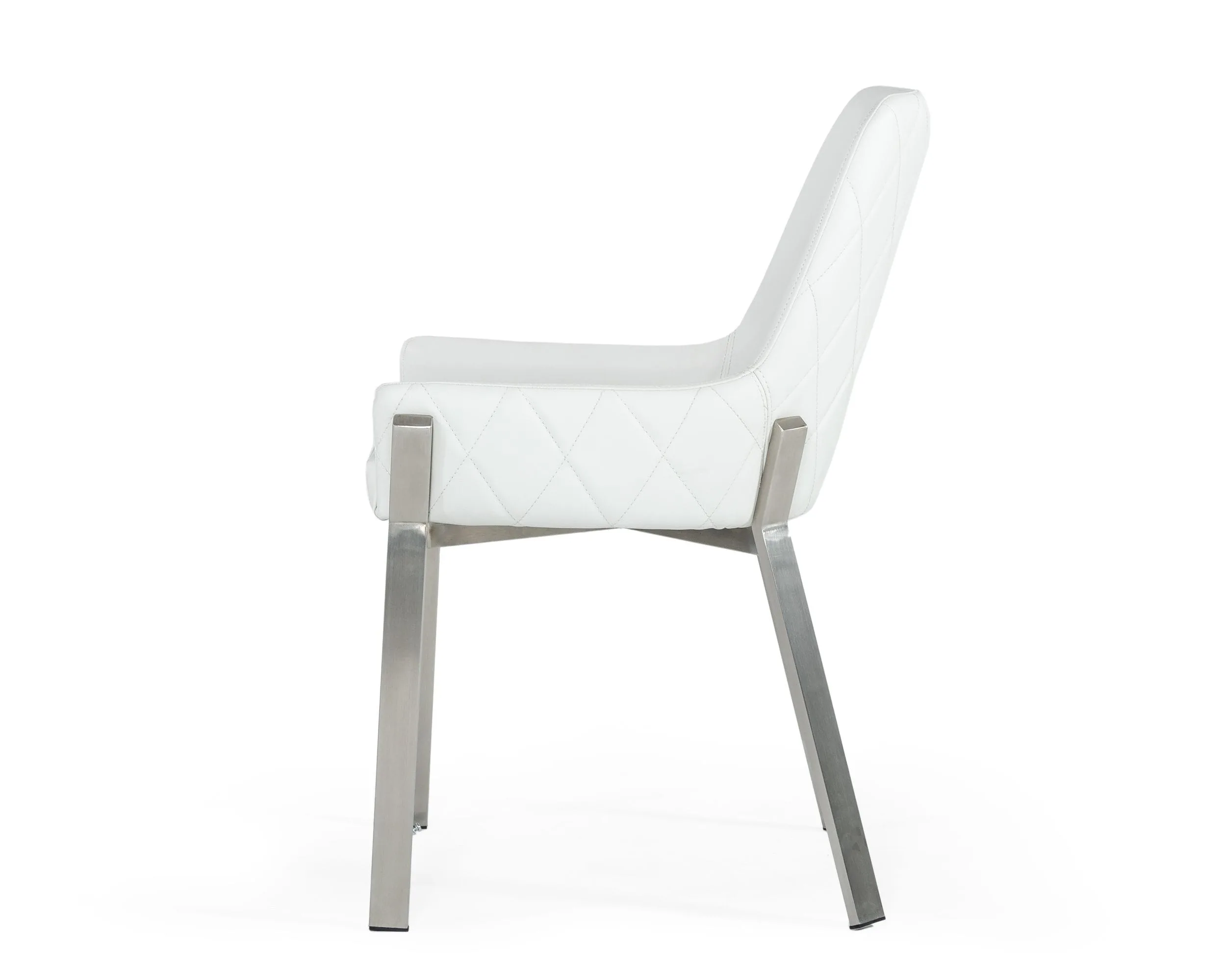 Modrest Ganon - Modern White & Brushed Stainless Steel Dining Chair - Image 5