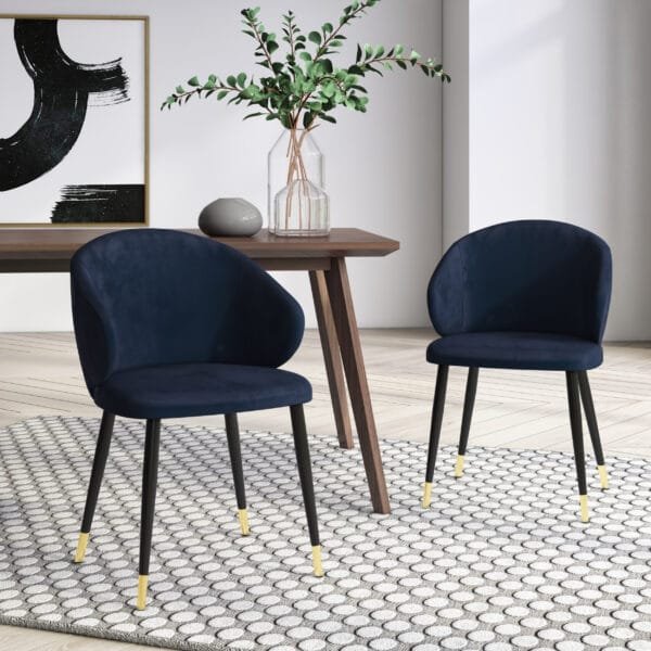 Modrest Elon - Modern Blue Velvet Dining Chair (Set of 2) - Image 4