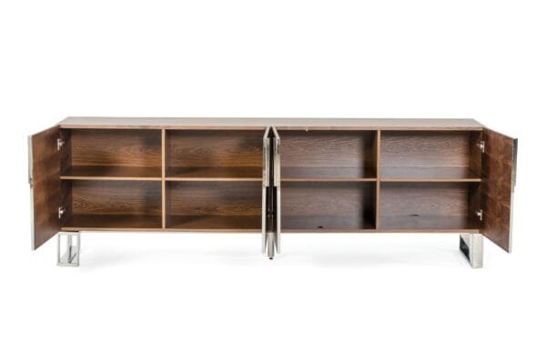 Modrest Gilroy - Modern Walnut & Stainless Steel Buffet - Image 2