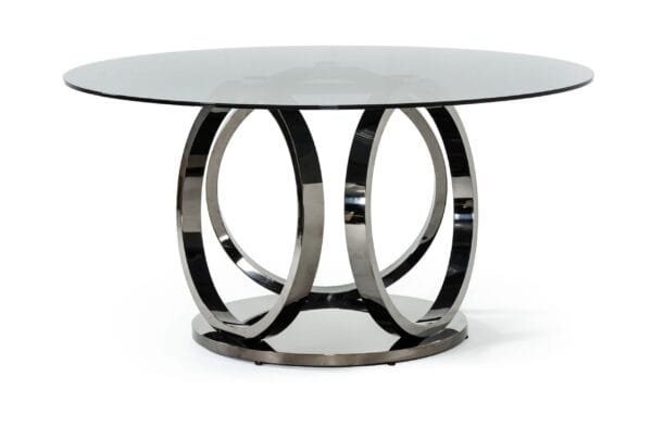 Modrest Enid - Modern Smoked Glass & Black Stainless Steel Round Dining Table - Image 5