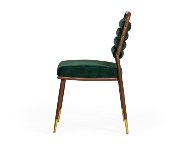 Modrest Biscay - Modern Dark Green & Walnut Steel Dining Chair - Image 2