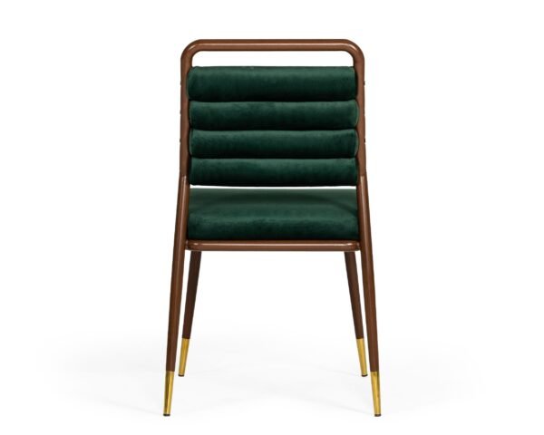 Modrest Biscay - Modern Dark Green & Walnut Steel Dining Chair - Image 3