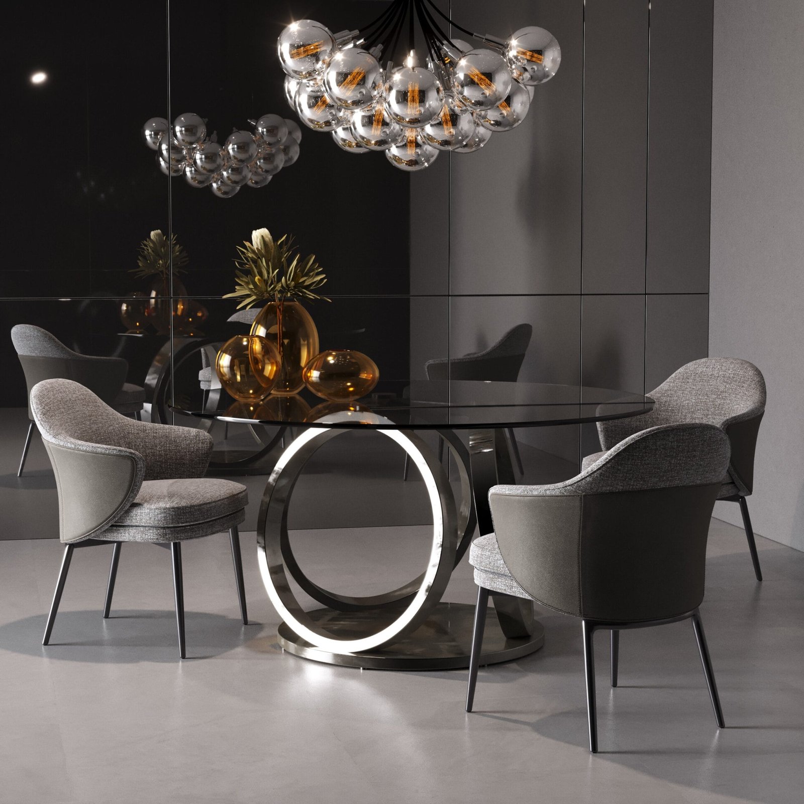 Modrest Cora - Modern Grey Fabric & Leatherette Dining Chair 3 Modrest Cora - Modern Grey Fabric & Leatherette Dining Chair - Image 3