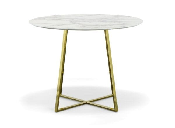 Modrest Swain Modern Faux Marble & Gold Round Dining Table - Image 3
