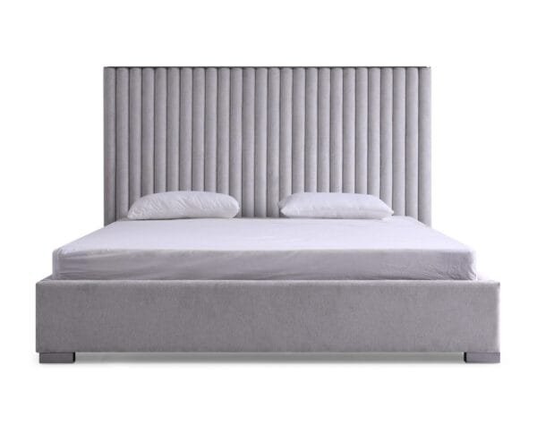Modrest Splendor - Silver + Grey Velvet Upholstered King Platform Bed - Image 5