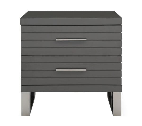 Modrest Splendor - Grey High Gloss Slatted Nightstand - Image 2