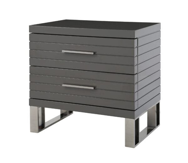 Modrest Splendor - Grey High Gloss Slatted Nightstand - Image 3