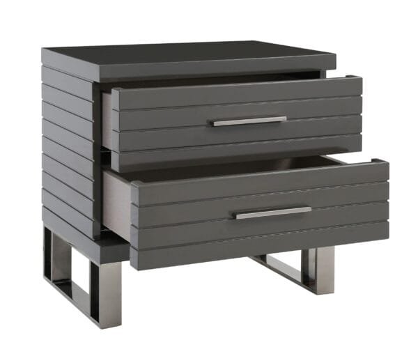 Modrest Splendor - Grey High Gloss Slatted Nightstand - Image 4