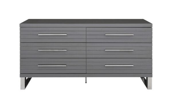 Modrest Splendor - Grey High Gloss Slatted Dresser - Image 3