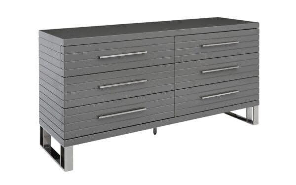 Modrest Splendor - Grey High Gloss Slatted Dresser - Image 4