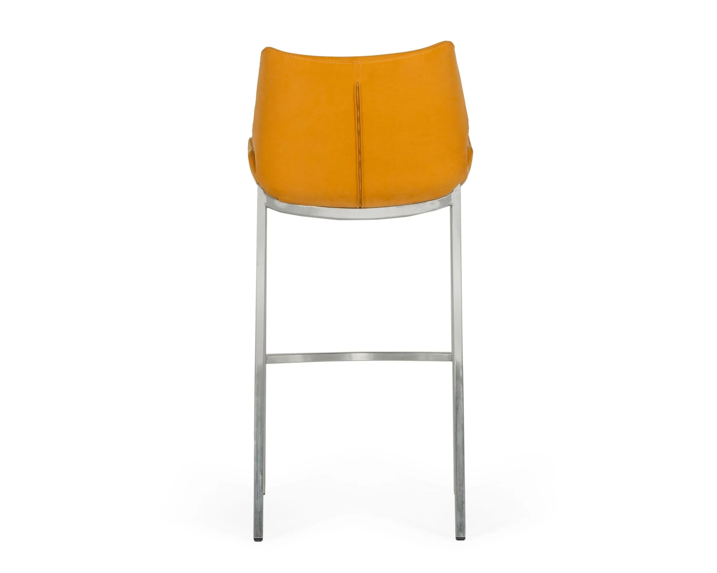 Modrest Dave - Modern Orange Leatherette Bar Stool (Set of 2) 4 Modrest Dave - Modern Orange Leatherette Bar Stool (Set of 2) - Image 4
