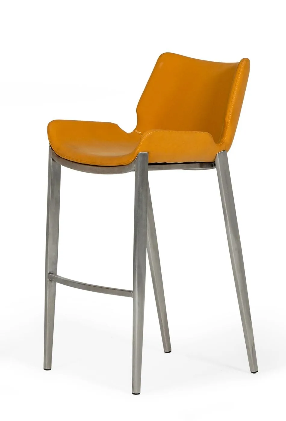 Modrest Dave - Modern Orange Leatherette Bar Stool (Set of 2) 1 Modrest Dave - Modern Orange Leatherette Bar Stool (Set of 2)