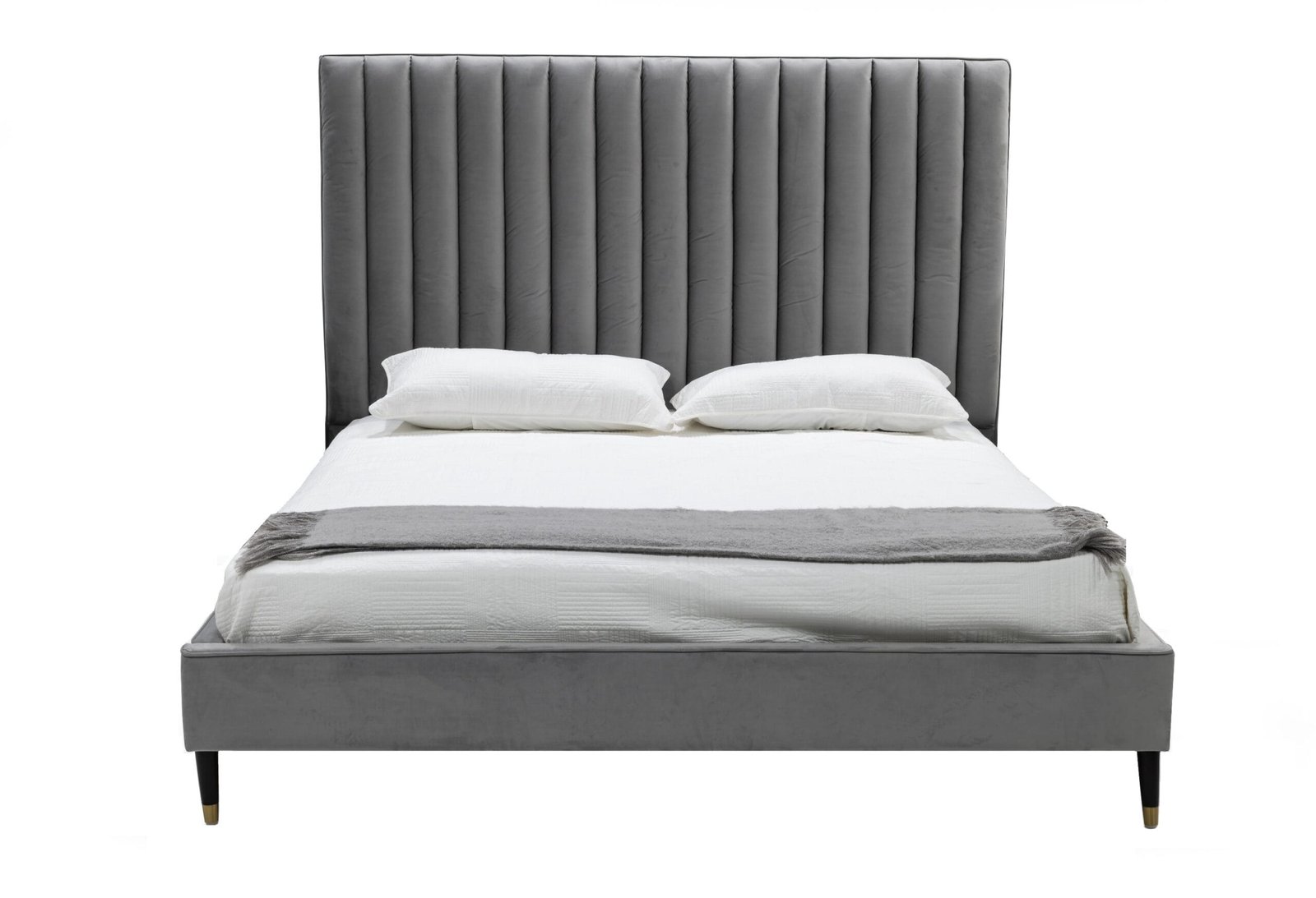 Modrest Hemlock - Modern Grey Velvet Bed 1 Modrest Hemlock - Modern Grey Velvet Bed