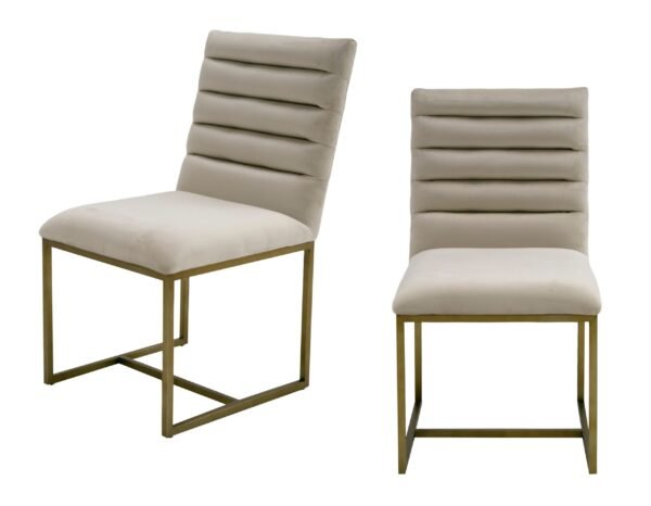 Modrest Barker - Modern Beige & Brush Gold Dining Chair (Set of 2) - Image 5